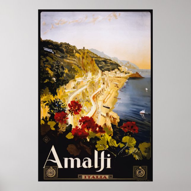 Póster Amalfi Italia Poster de Viajes Vintage (Frente)
