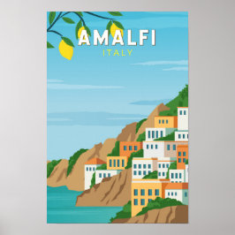 Póster Amalfi Italia Retro Viaje Art Vintage