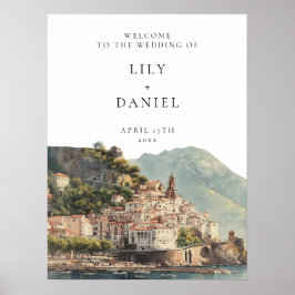 Póster Amalfi Italian Wedding Welcome Sign