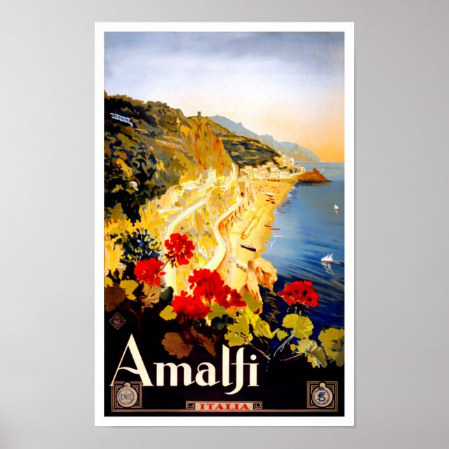 Póster Amalfi Italy vintage travel (Frente)