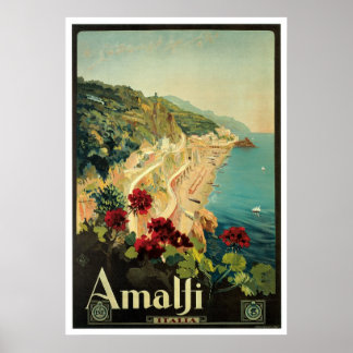 Póster Amalfi, Italy vintage travel poster