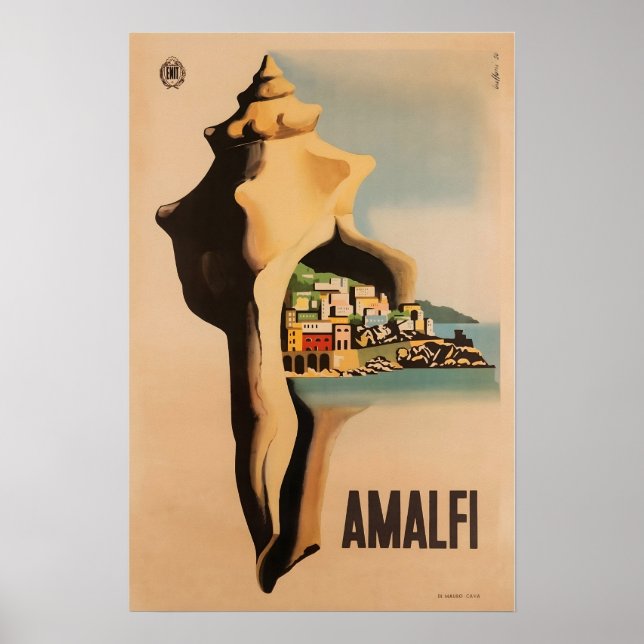 Póster Amalfi Print Italy Travel Poster Italian Art (Frente)