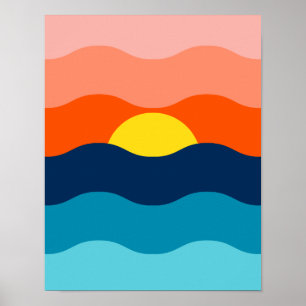 Póster Amanecer/Amanecer sobre el agua