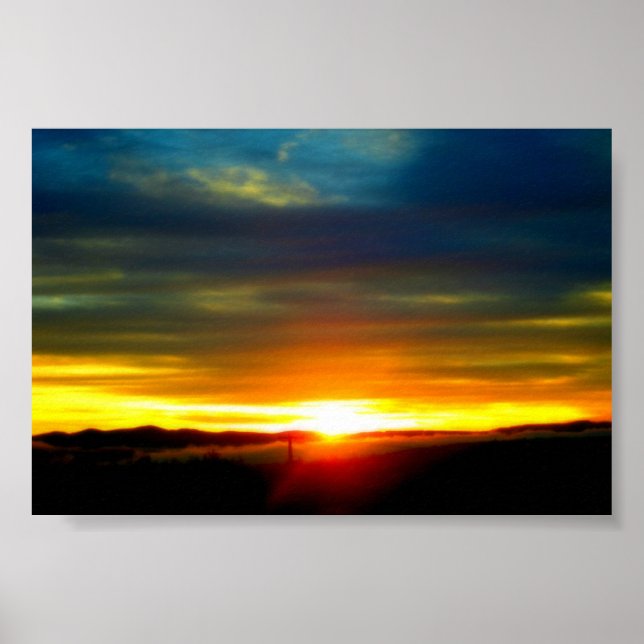 Póster Amanecer amarillo brillante. (Frente)