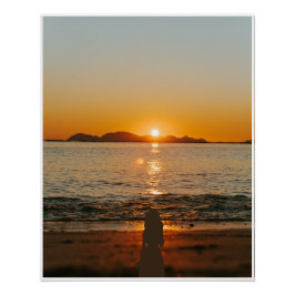 Póster Amanecer Atardecer Océano Olas en la Playa