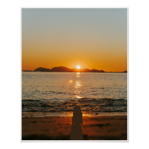Póster Amanecer Atardecer Océano Olas en la Playa