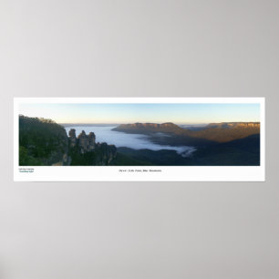Póster Amanecer azul de las montañas
