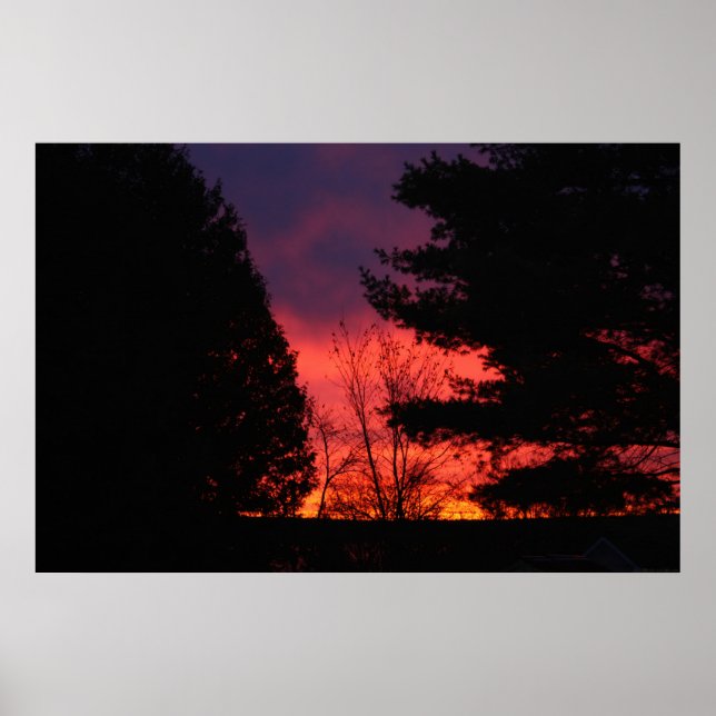 Póster Amanecer carmesí sobre Hubbell, Michigan (Frente)