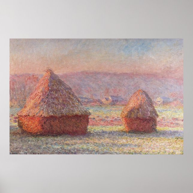 Póster Amanecer de Escarcha Blanca de Claude Monet (Hayst (Frente)