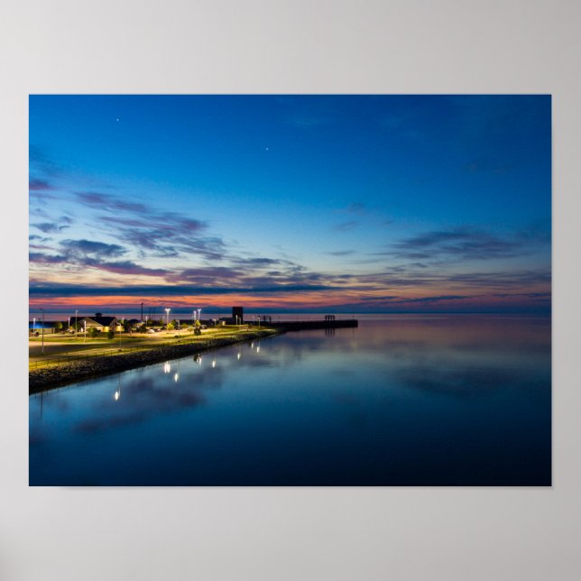 Póster Amanecer de la ciudad de Mackinaw (Frente)