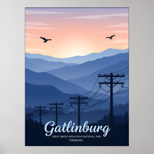 Póster Amanecer de las montañas de Gatlinburg Tennessee