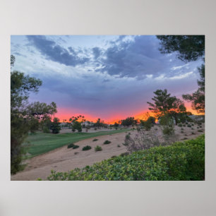 Póster Amanecer de Las Vegas sobre campo de golf del desi