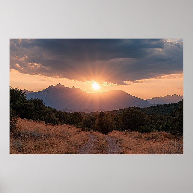 Póster Amanecer de Montaña Rocosa (Frente)