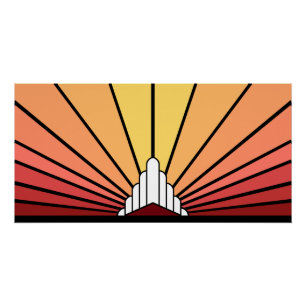 Póster Amanecer del sol Art Deco