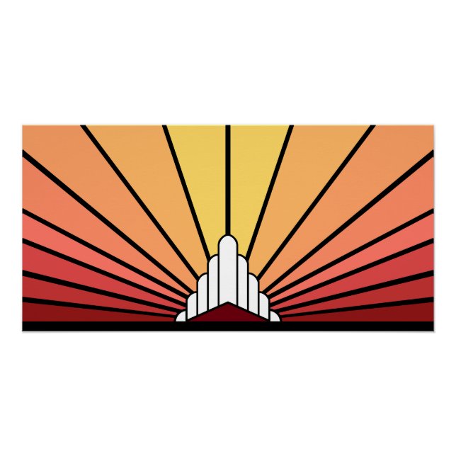 Póster Amanecer del sol Art Deco (Anverso)