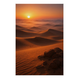 Póster Amanecer dorado del desierto árabe – Paisaje cinem