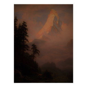 Póster Amanecer en el Matterhorndespués de 1875 -
