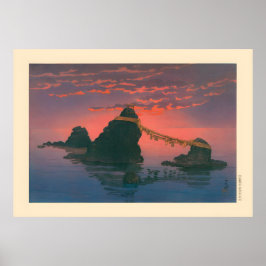 Póster Amanecer en Futamigaura de Kawase Hasui