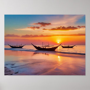 Póster Amanecer en la playa de Al Wakrah - Qatar