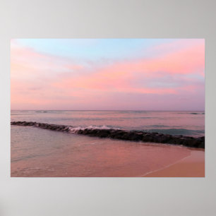 Póster Amanecer en la playa de Waikiki