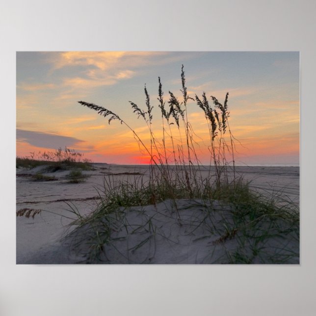 Póster Amanecer en la playa - Vida en Isla Costera (Frente)