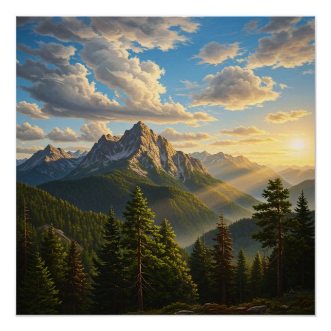 Póster Amanecer en las Montañas (Anverso)