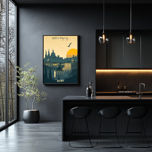 Póster Amanecer en Madrid - Siluetas de la Ciudad Real