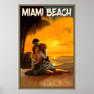 Póster Amanecer en Miami Beach Dade County Florida Viaje