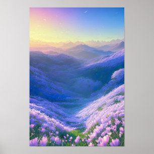 Póster Amanecer en un valle de Lavender