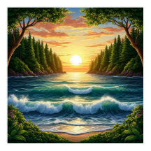 Amanecer impresionante sobre las olas del océano