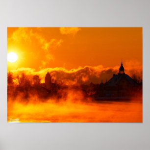 Póster amanecer matutino flamígero en Helsinki cartel