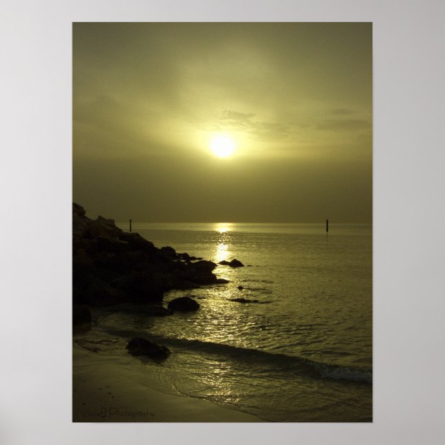 Póster Amanecer oceánico, Golfo Arábigo, Kuwait (Frente)