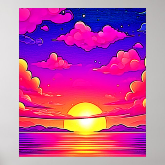 Póster Amanecer rosa y morado (Frente)