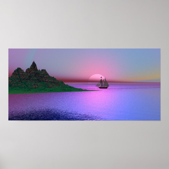 Póster Amanecer rosa y Poster de yates (Frente)