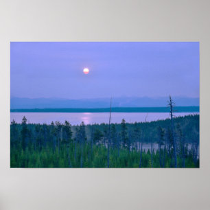 Póster Amanecer sobre el lago Yellowstone