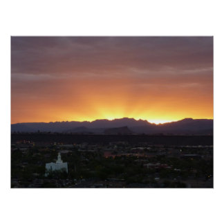 Póster Amanecer sobre el paisaje de St. George Utah