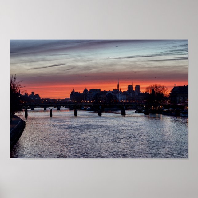 Póster Amanecer sobre Ile de la Cite y Notre Dame - París (Frente)