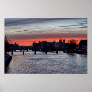 Póster Amanecer sobre Ile de la Cite y Notre Dame - París