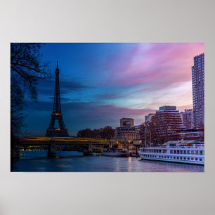 Póster Amanecer sobre la torre Eiffel - París, Francia, E