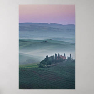 Póster Amanecer sobre poster vertical toscano