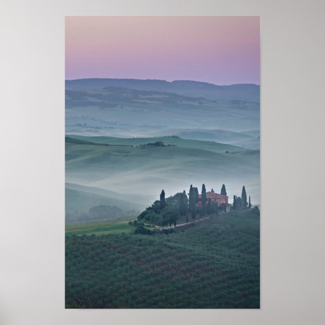 Póster Amanecer sobre poster vertical toscano (Frente)