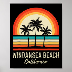 Póster Amanecer Windansea Beach Palmeras California Veran
