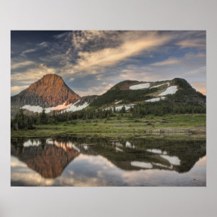 Póster Amanecer y reflexión, Parque Nacional Glacier,