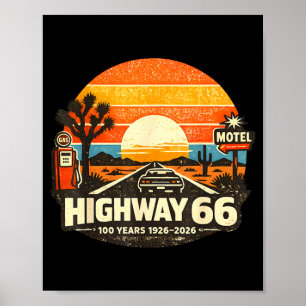 Póster Amante de autos clásicos de la Carretera 66 100 añ