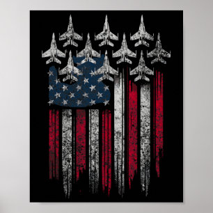 Póster Amante de aviones de combate con bandera de EE. UU