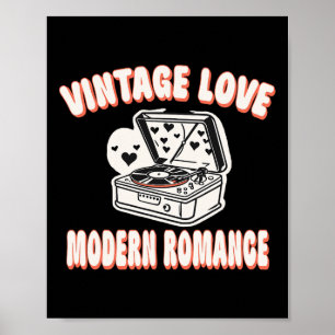 Póster Amante de discos de vinilo San Valentín Amor vinta