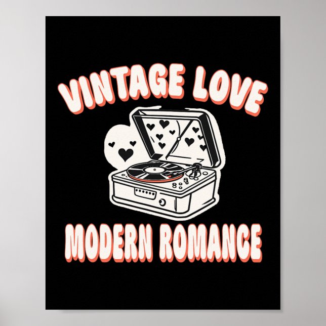 Póster Amante de discos de vinilo San Valentín Amor vinta (Frente)
