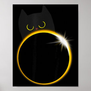 Póster Amante de gato negro divertido eclipse solar