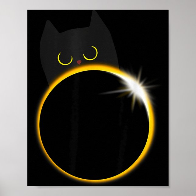 Póster Amante de gato negro divertido eclipse solar (Frente)