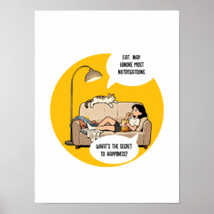 Póster Amante de gatos divertidos humor introvertido